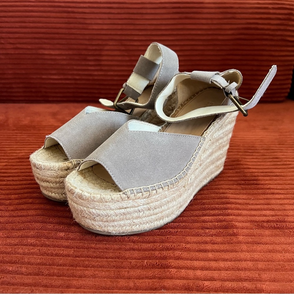 Soludos Platform Wedge Espadrille Sandals (Taupe, 7)
